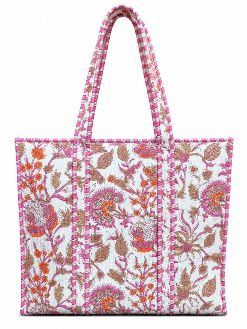 Quilted Tote Bag for Women Large Cotton Quilted Bag with Zipper Handmade Block